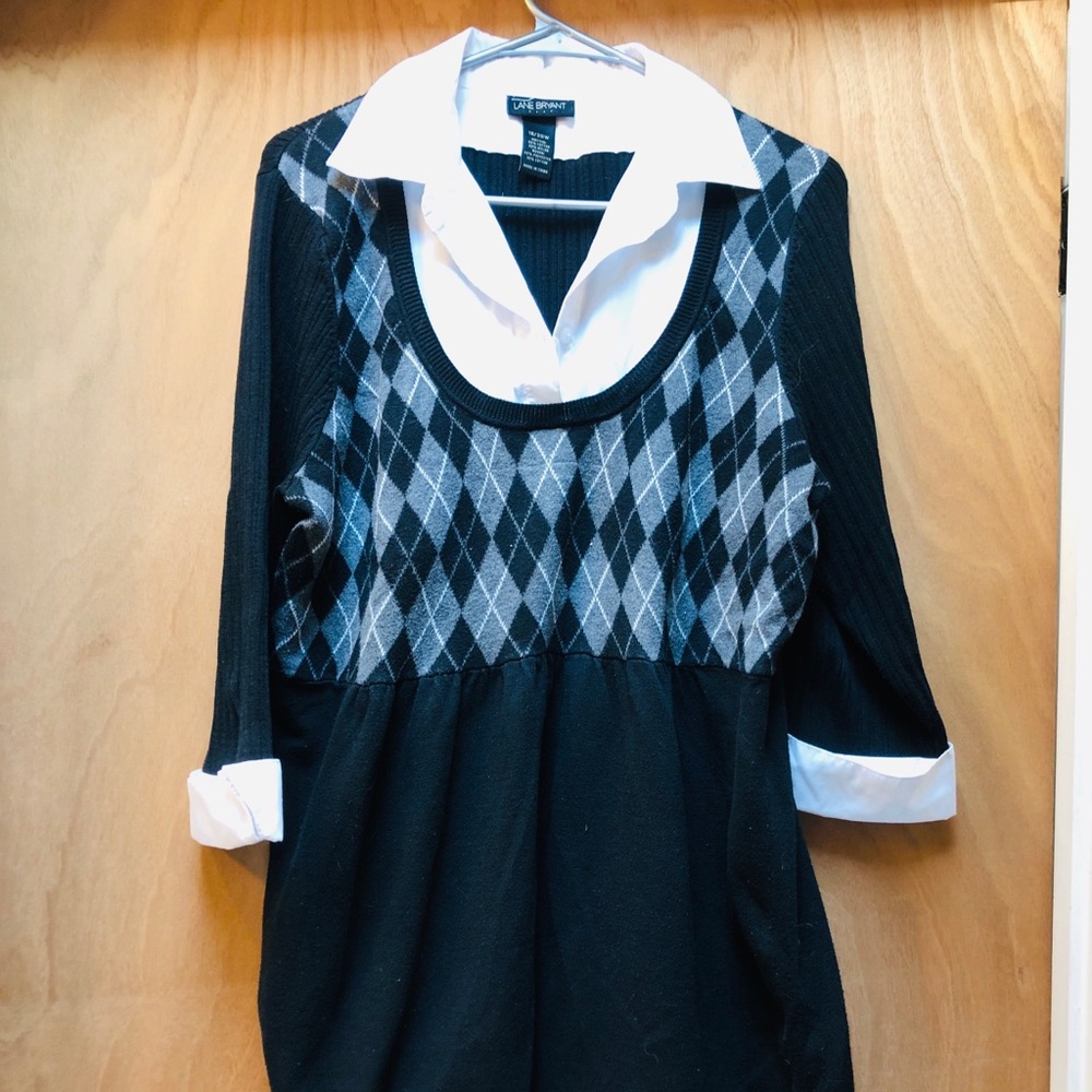 Lane Bryant Collared Sweater Black/White